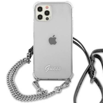 Husa Cover Guess Chain and Script PC 4G pentru iPhone 12/12 Pro Clear Husa Cover Guess Chain and Script PC 4G pentru iPhone 12/12 Pro Clear