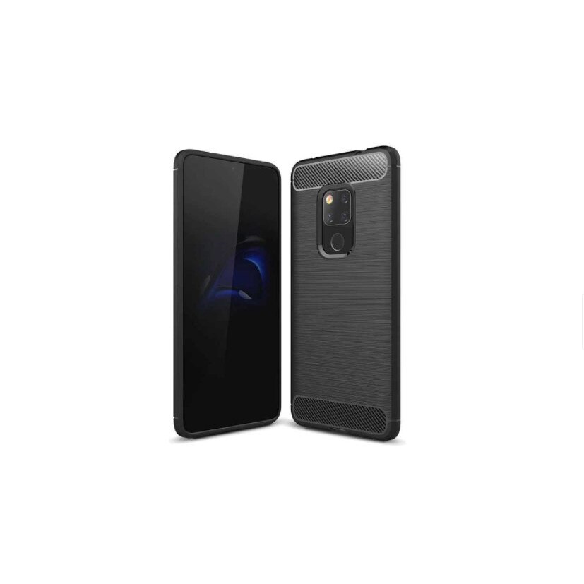 Carcasa antisoc din silicon cu insertii carbon, pentru Huawei Mate 20, Negru