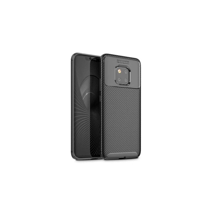 Carcasa antisoc din silicon cu insertii de carbon, pentru Huawei Mate 20 Pro, Negru