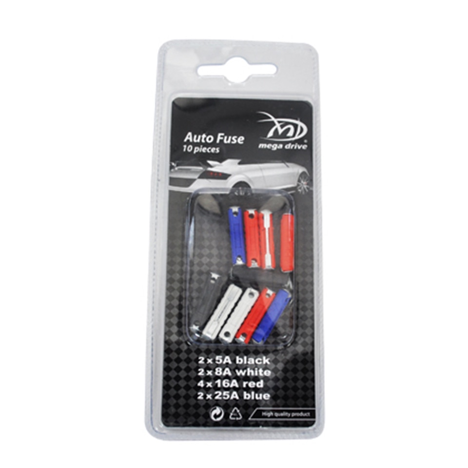 Set 10 bucati sigurante fuzibile cilindrice MEGA DRIVE tip Dacia 1300