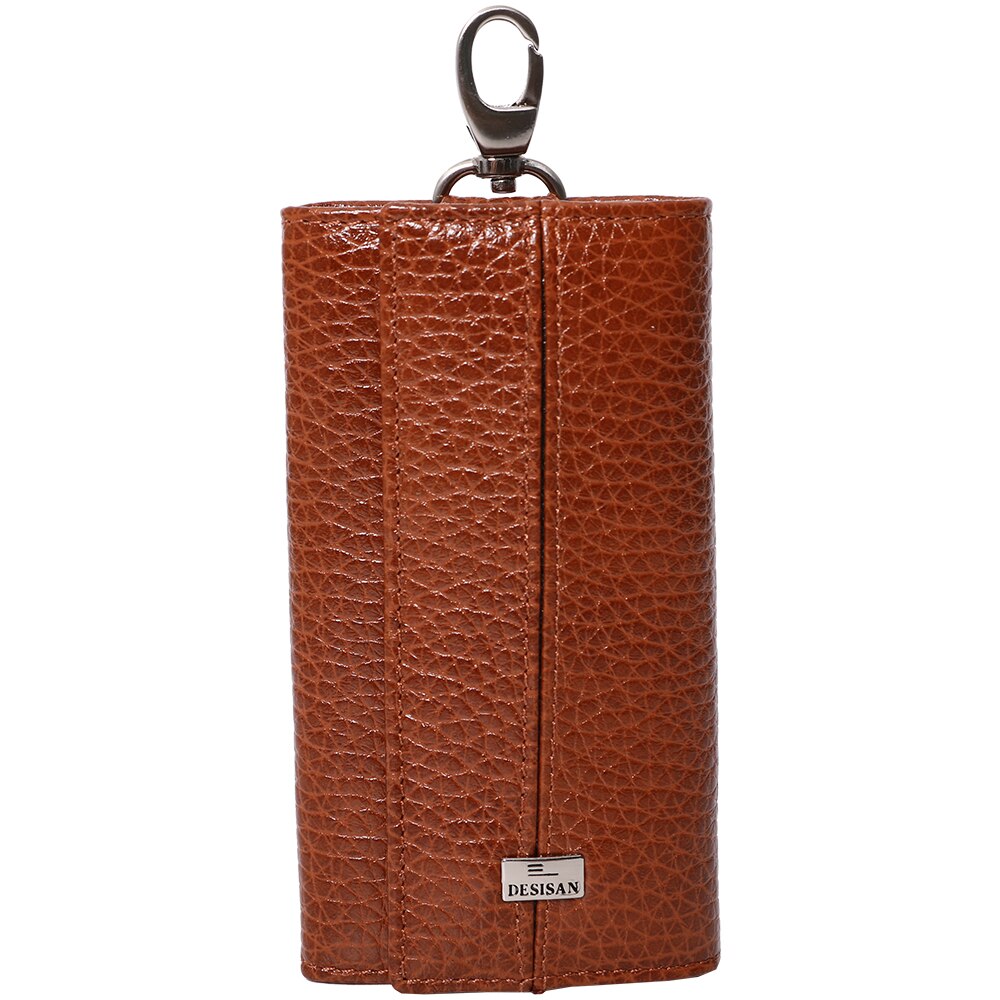 Portchei unisex, din piele naturala, 203-015LTBN maro deschis