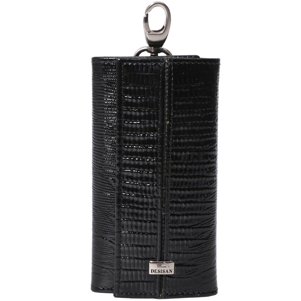 Portchei unisex, din piele naturala, 203-143BKLC Negru lucios