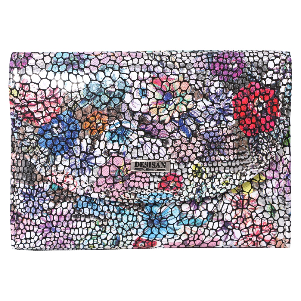 Portofel mediu, pentru dama, pliabil, din piele naturala, 034-856FW Multicolor