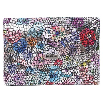 Portofel mediu, pentru dama, pliabil, din piele naturala, 034-856FW Multicolor Portofel mediu, pentru dama, pliabil, din piele naturala, 034-856FW Multicolor