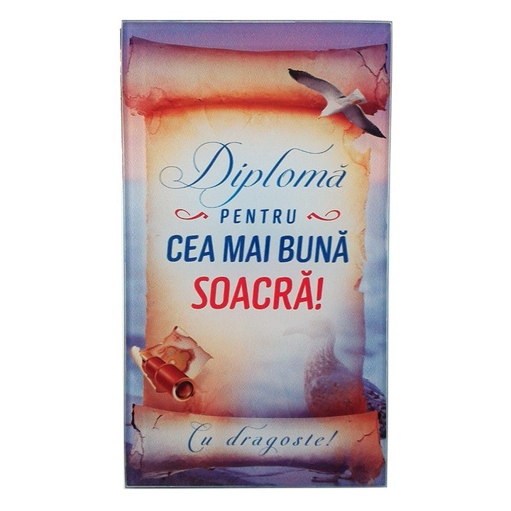 Üveg diploma rátét, dedikáció anyósnak, M6, 10x17cm