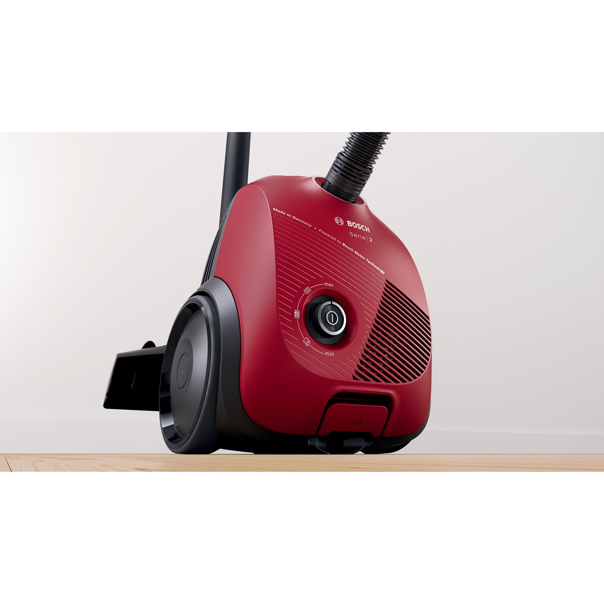 Aspirator cu sac Bosch Serie 2 BGBS2RD1, filtru igienic, capacitate sac 3.5L, control electronic rotativ, consum anual de energie: 26.7 kWh/an, Rosu