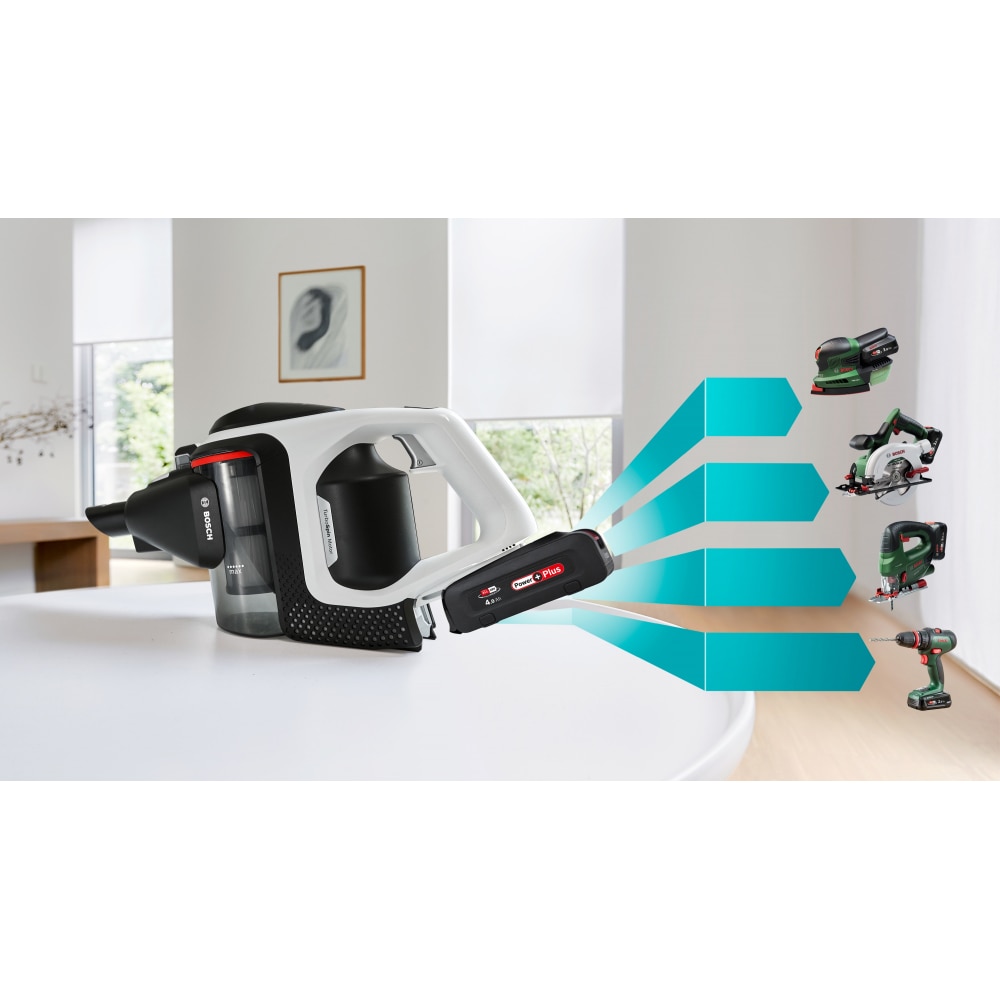Aspirator fara fir, Bosch, Baterie Li-Ion 18 V / 4 Ah, Alb/Negru