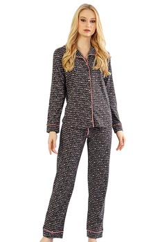 Pijamale Dama, Vienetta, Model 'This is My Place', Culoare Gri Pijamale Dama, Vienetta, Model 'This is My Place', Culoare Gri