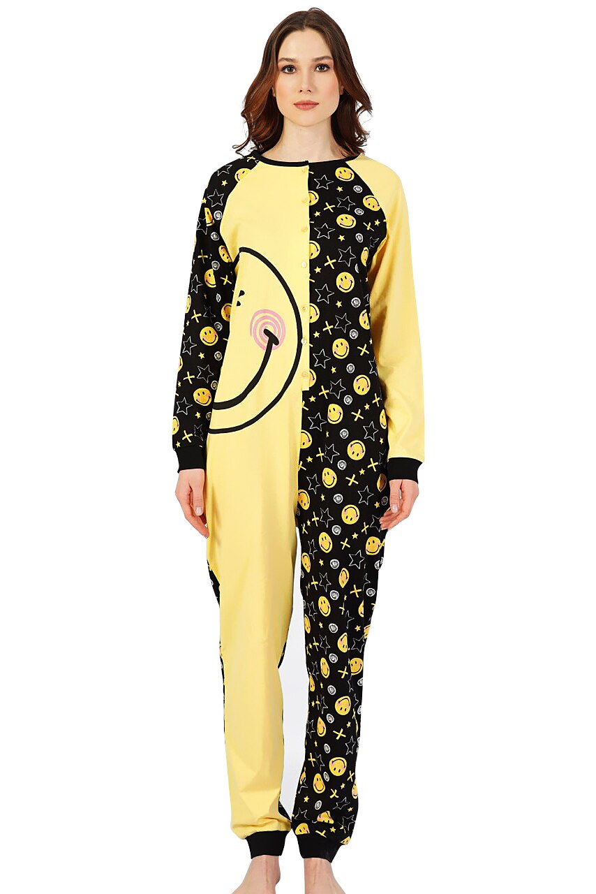 Salopeta Dama, Vienetta, Model 'Smile More', Culoare Galben/Negru