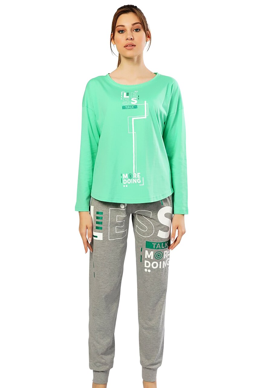 Pijama Dama, Vienetta, Model 'Less Talk', Culoare Verde