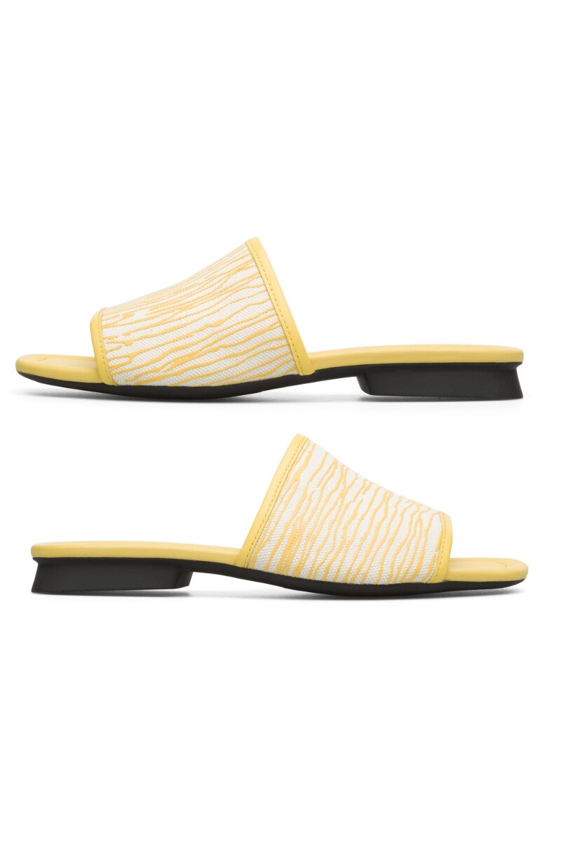 Papuci dama Twins, Camper, Piele naturala, Galben