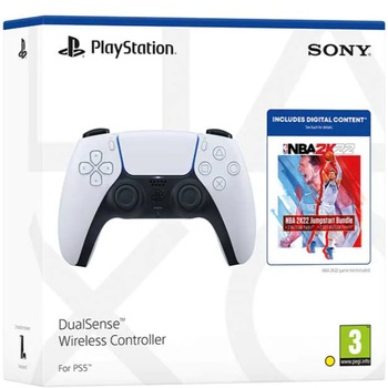 Controller Wireless PlayStation 5 DualSense + NBA 2K22 Digital Jumpstart Bundle, White Controller Wireless PlayStation 5 DualSense + NBA 2K22 Digital Jumpstart Bundle, White