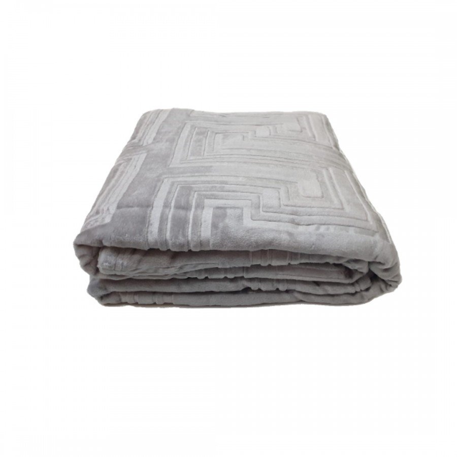 Patura embosata 200x220cm, Mink Gri deschis patrate