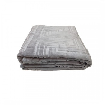 Patura embosata 200x220cm, Mink Gri deschis patrate Patura embosata 200x220cm, Mink Gri deschis patrate