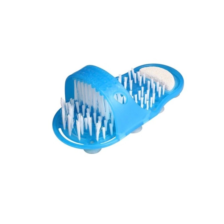 Papuc Perie Masaj Picioare Tiessa®, ventuze antiderapante, piatra monce, albastru