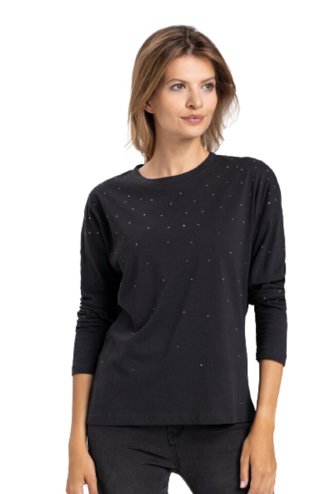 Bluza Trissie, Volcano, Oversize, Cristale, Bumbac