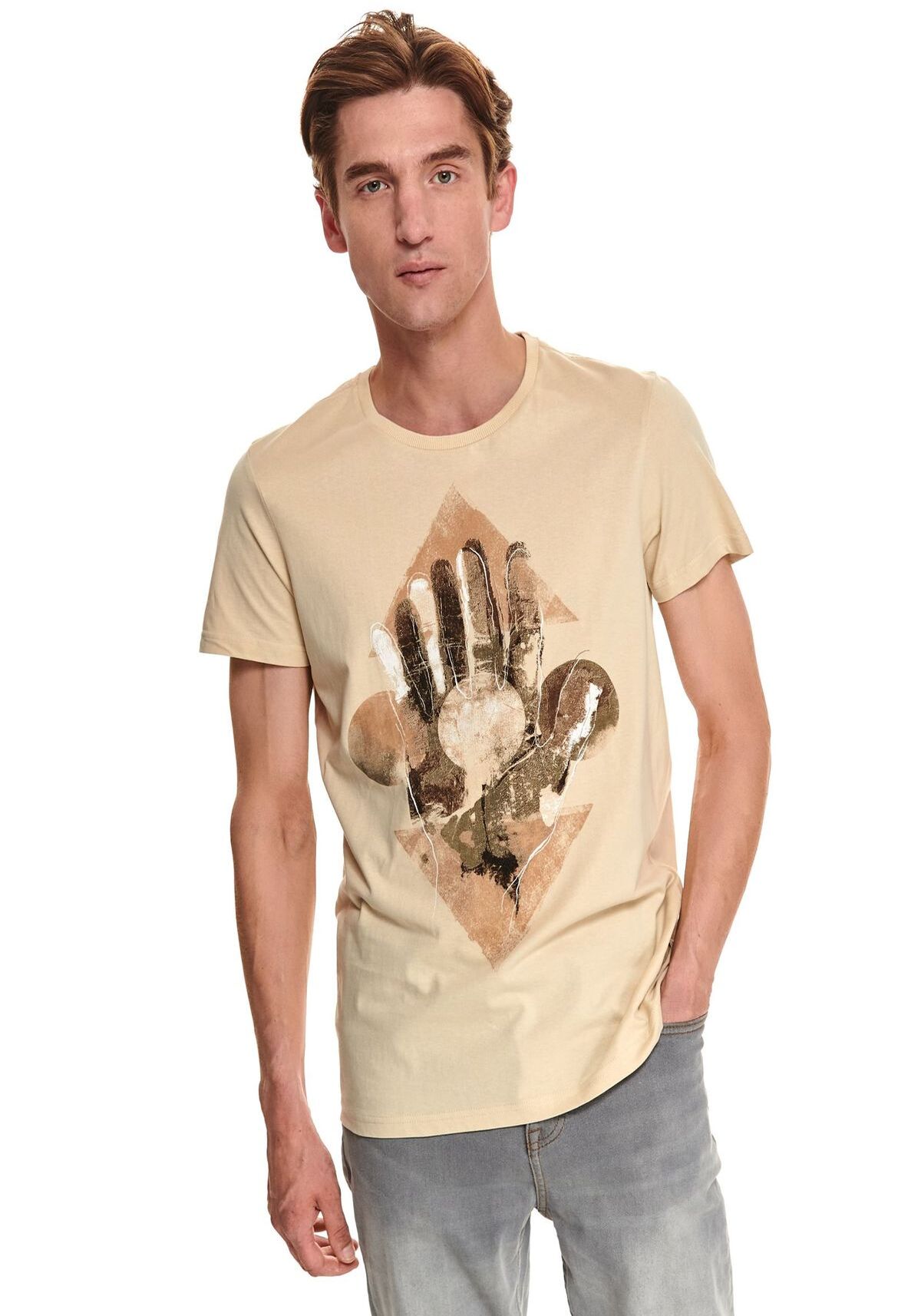 Tricou barbati, TOP SECRET, SPO5296, Bej