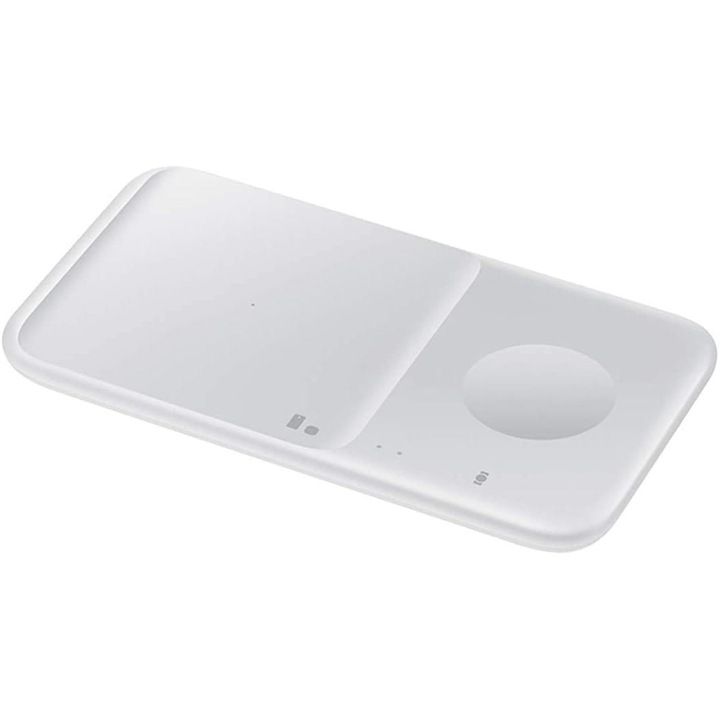 Samsung TLF-BBL3006 Duo EP-P4300 Vezeték nélküli töltő, Gyors töltés, Galaxy telefonhoz, órához, fülhallgatóhoz, iPhone-hoz és AirPodshoz, Fehér