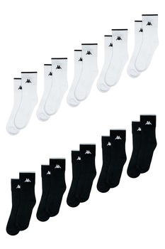Set Kappa 10 perechi de sosete lungi semi-flausate, barbati, Alb / Negru Set Kappa 10 perechi de sosete lungi semi-flausate, barbati, Alb / Negru