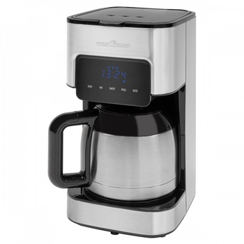 Cafetiera programabila Proficook, PC-KA 1191, capacitate 1.2 l, recipient din otel inoxidabil izolat termic, 3 nivele aroma, timer 24 h, argintiu/negru Cafetiera programabila Proficook, PC-KA 1191, capacitate 1.2 l, recipient din otel inoxidabil izolat termic, 3 nivele aroma, timer 24 h, argintiu/negru