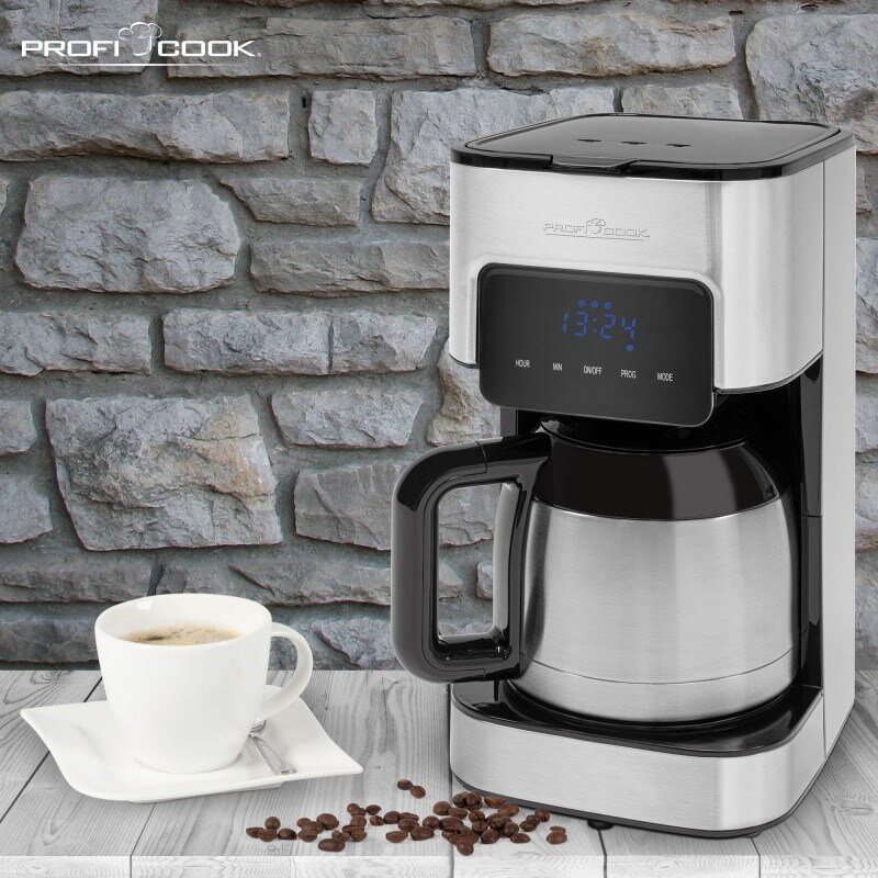 Aparat de cafea Professional Cook |8-10 cani |cronometru |Functionarea senzorului de atingere |balon termos cu perete dublu cu volum de 1,2 litri |Inchidere aroma |Aparat de cafea cu filtru din otel inoxidabil |PC-KA 1191