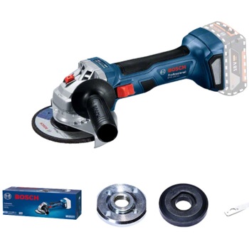 Polizor unghiular pe acumulator Bosch Professional GWS 180-LI, 18 V, 11.000 RPM, 125 mm diametru disc, M14 arbore de slefuit, 22.23 mm diametru orificiu, fara acumulator/incarcator Polizor unghiular pe acumulator Bosch Professional GWS 180-LI, 18 V, 11.000 RPM, 125 mm diametru disc, M14 arbore de slefuit, 22.23 mm diametru orificiu, fara acumulator/incarcator