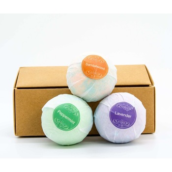 Set 3 bombe de baie efervescente cu arome si culori diferite, menta, lavanda, lemn de santal, 415 g, Ideas4Comfort Set 3 bombe de baie efervescente cu arome si culori diferite, menta, lavanda, lemn de santal, 415 g, Ideas4Comfort