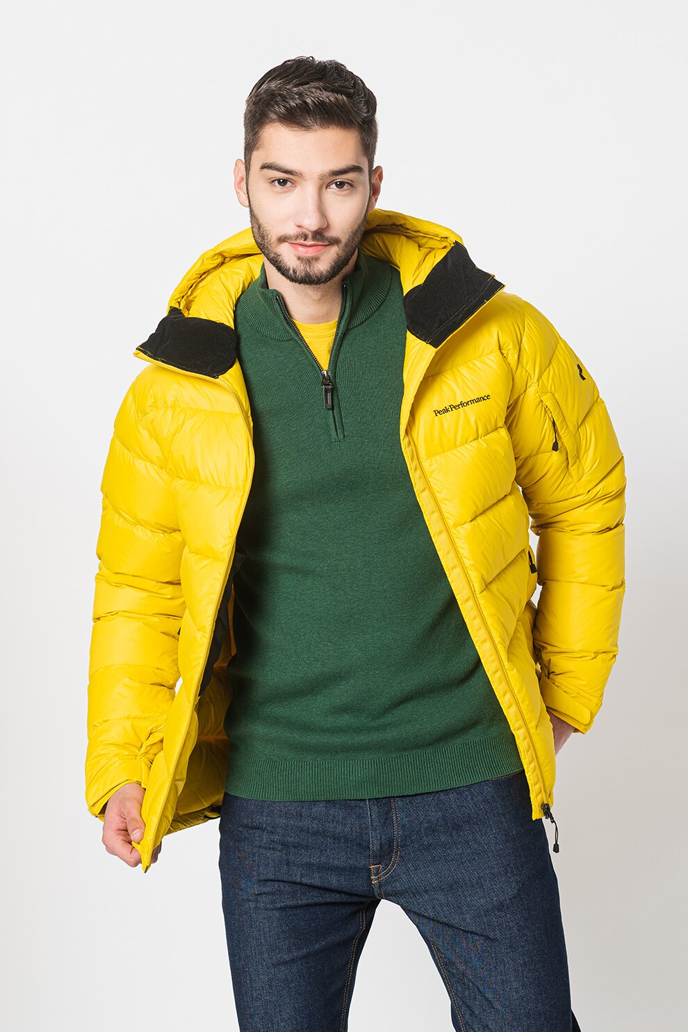 Peak Performance, Geaca cu umplutura de puf si gluga Frost, Galben