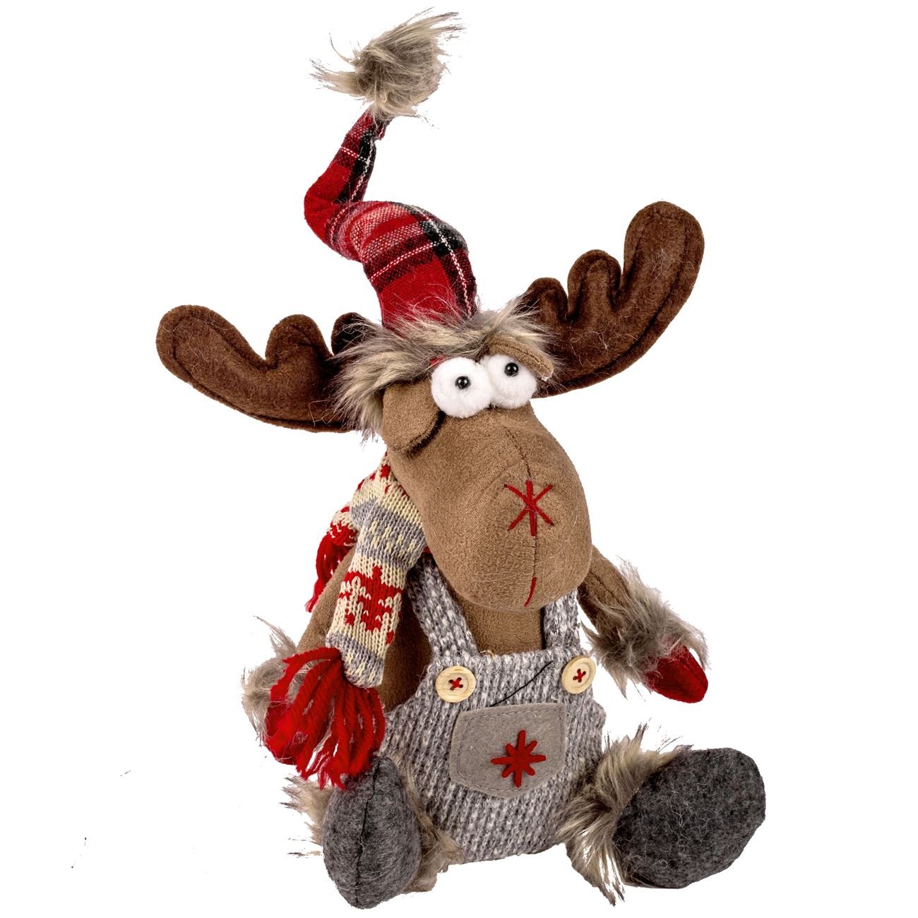 Figurina de Craciun, New Line, Model Cerb Sezut, 20 cm, multicolor