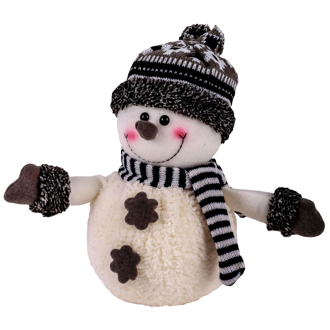 Figurina de Craciun, New Line, Model Om de Zapada cu Caciula si Fular, 20 cm, Alb/Negru