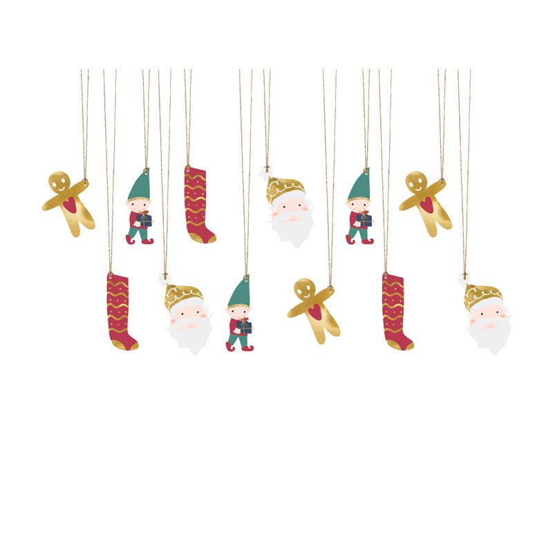 Set 12 Decoratiuni Cadouri Craciun, Santa, Multicolor
