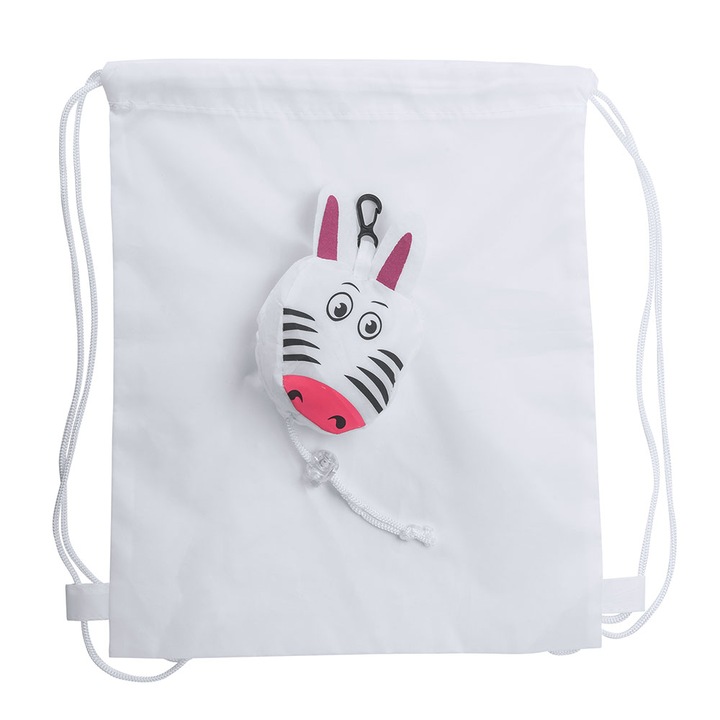 Szublimálható hátizsák gyerekeknek, Zebra modell, összecsukható, Roly, Fehér, 33 x 26 cm