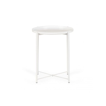 Masuta Cafea Bigshot BSTCF01W, Rotunda, Stil Loft, Diametru 42 cm, Picioare Metalice, Alba Masuta Cafea Bigshot BSTCF01W, Rotunda, Stil Loft, Diametru 42 cm, Picioare Metalice, Alba
