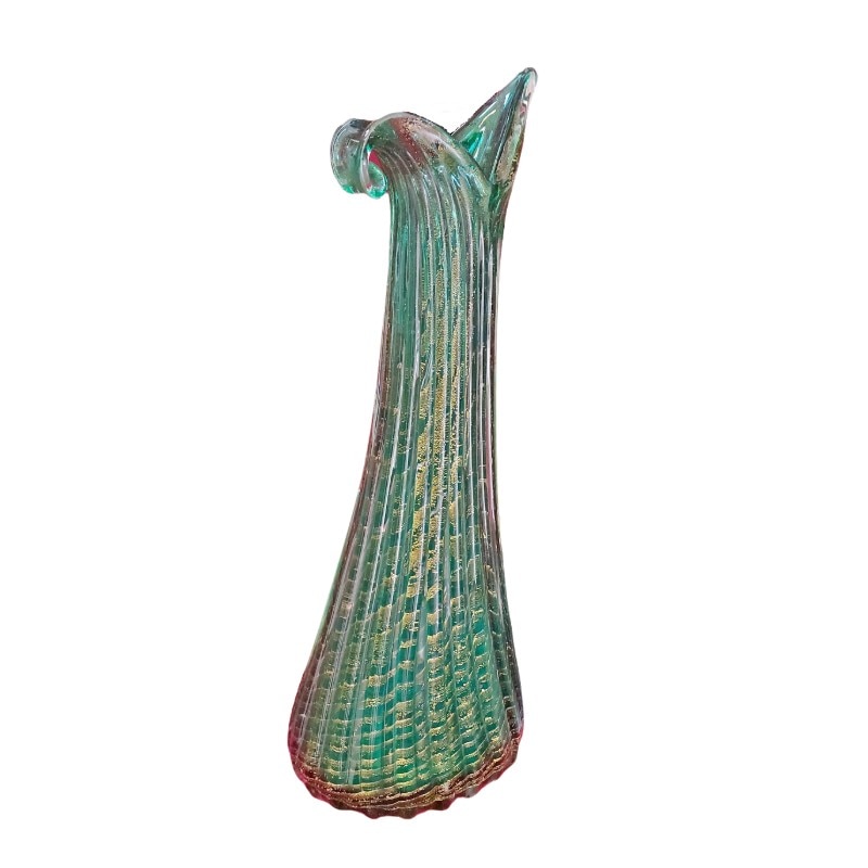 Vaza murano cu intorsii fulgi din aur, 48 cm