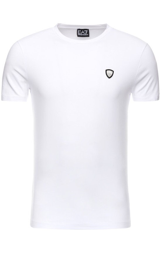 Tricou , Emporio Armani , Slim fit, Alb