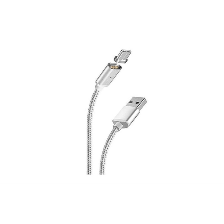 SOHO töltő/adatkábel, mágneses, C típusú csatlakozó, 1 m hosszú, textil