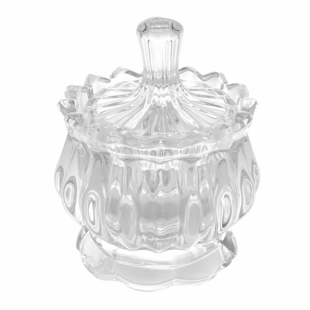 Bomboniera tip zaharnita Pufo Elegance din sticla cu capac, 12 cm