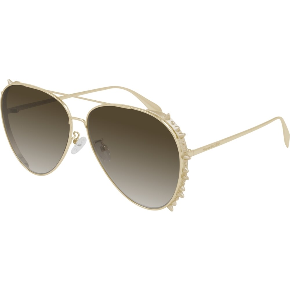 Ochelari de soare unisex Alexander McQueen AM0308S 002, Auriu, 63 mm