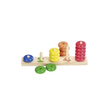 Joc interactiv - Invatam sa numaram cu inele de lemn colorate, multicolor, 27 x 5 x 9,5 cm, 15 piese Joc interactiv - Invatam sa numaram cu inele de lemn colorate, multicolor, 27 x 5 x 9,5 cm, 15 piese