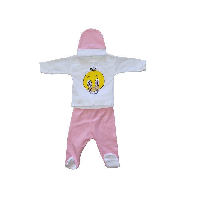 Compleu 3 piese Tweety alb-roz