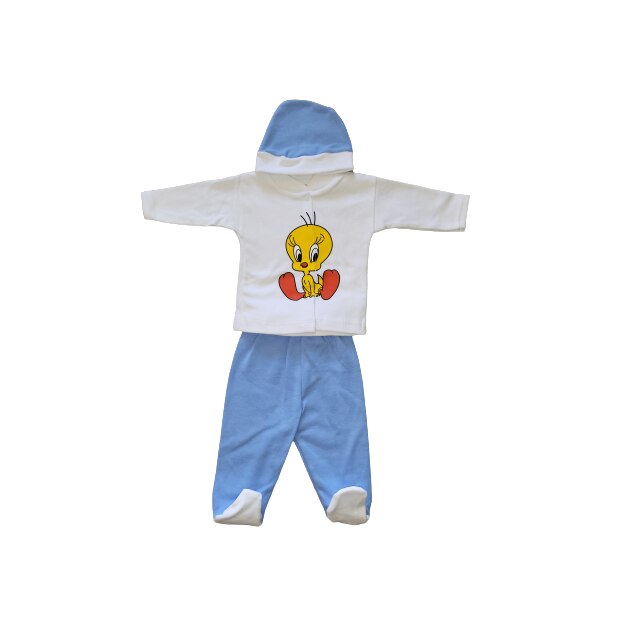 Compleu 3 piese Tweety alb-albastru