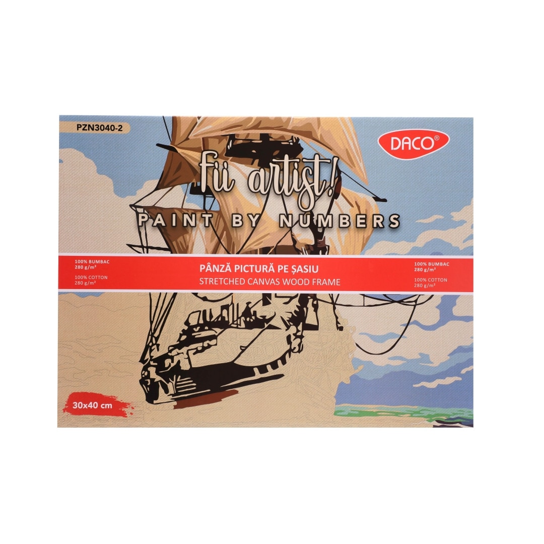 Set pictura pe numere Vapor, Daco, Panza bumbac pe rama lemn, 30x40