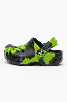 Crocs, Saboti cu model tie dye Classic, Verde/Negru Crocs, Saboti cu model tie dye Classic, Verde/Negru