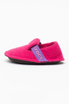 Crocs, Papuci de lana cu banda logo Classic, Roz fucsia/violet Crocs, Papuci de lana cu banda logo Classic, Roz fucsia/violet