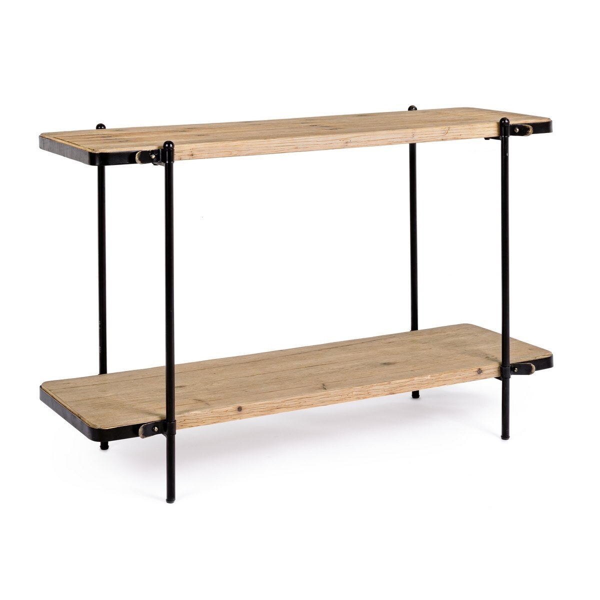 Consola cu 2 polite din mdf natur si fier negru Jerrod 122 cm x 43 cm x 81 h