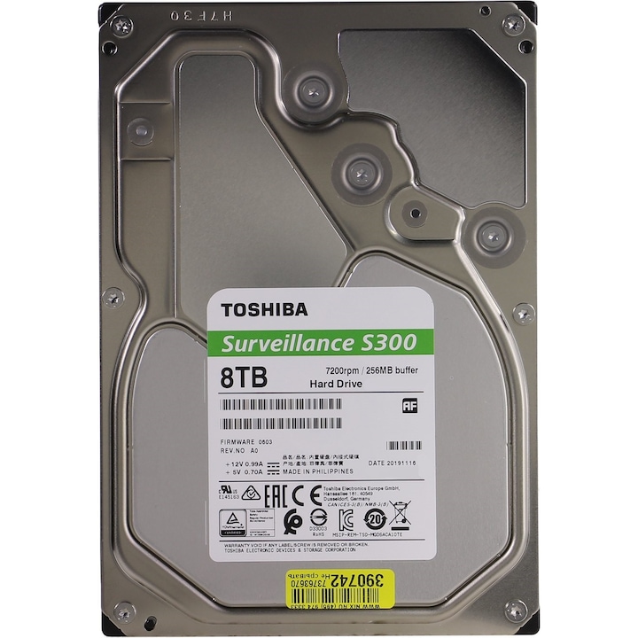 Хард диск Toshiba S300 Pro, 8TB, 7200 оборота/минута, 256 MB, SATA III