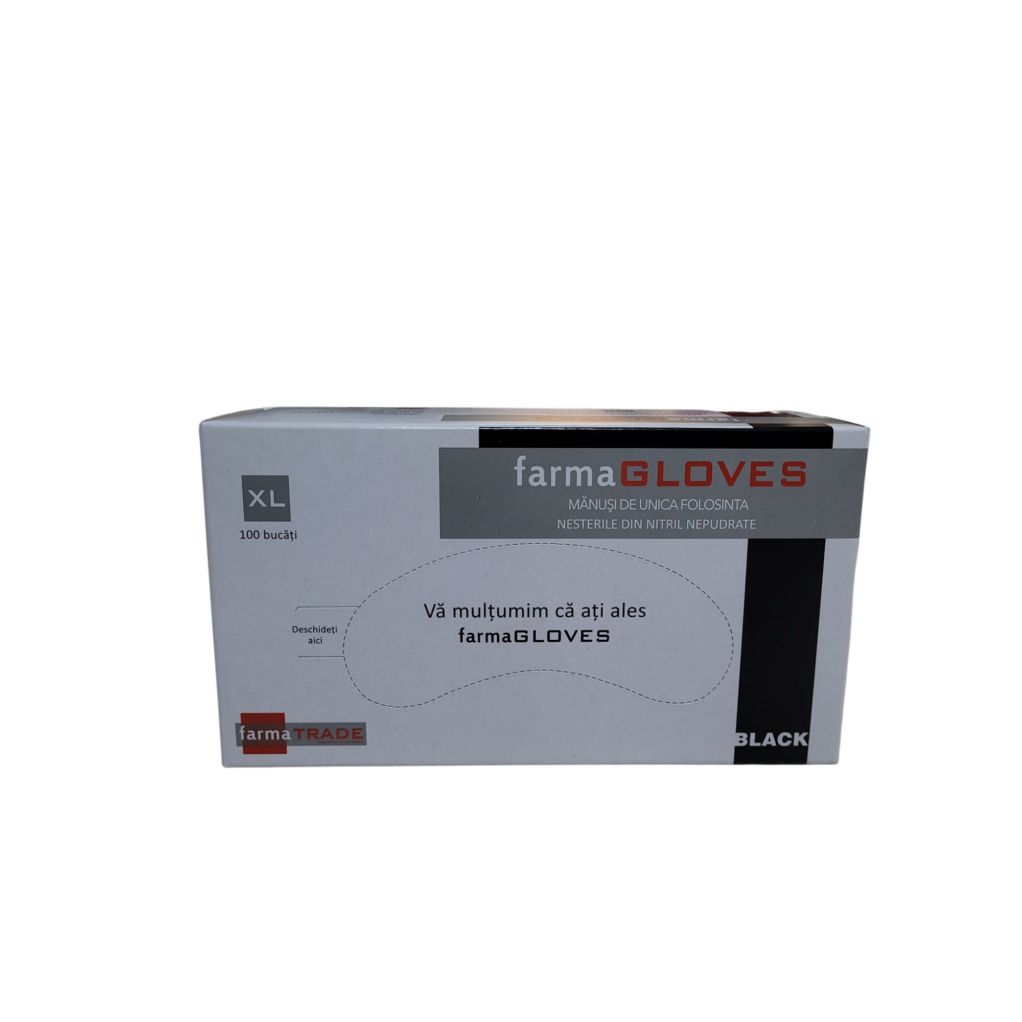 Set 100 Buc Manusi Medicale Nitril Nepudrate Negre Marime XL