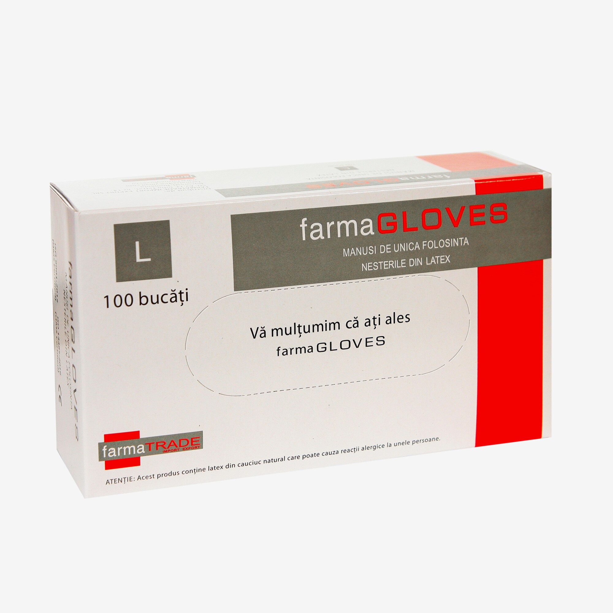 Set 100 Buc Manusi Medicale Latex Usor Pudrate Albe Marime L