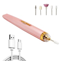 Freza semi-profesionala portabila pentru unghii, Lady's Nail, pentru manichiura si pedichiura,5 capete, USB,roz