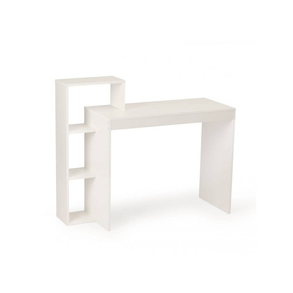 Birou Bigshot BSMODS1W cu Raft cu 4 Polite, Blat Rezistent Laminat, 110 x 91 x 40 cm, Alb